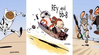 Ilustrações misturam Star Wars - O Despertar da Força com personagens da cultura pop