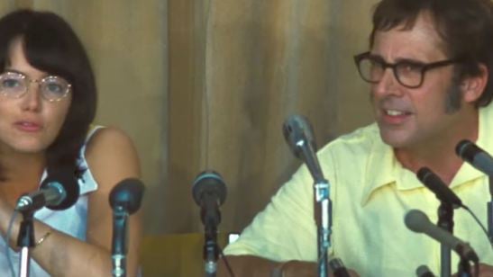 Emma Stone e Steve Carell resolvem suas diferenças na quadra de tênis em trailer de Battle of the Sexes