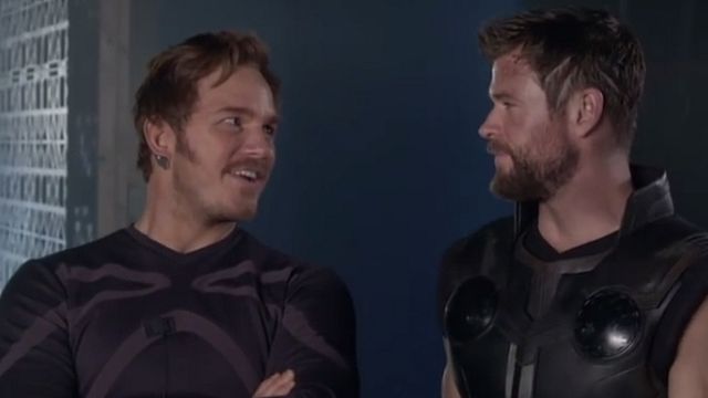 Imagem da notícia Chris Hemsworth dá boas-vindas a Chris Pratt ao 'time dos Vingadores' em novo vídeo de bastidores de Guerra Infinita