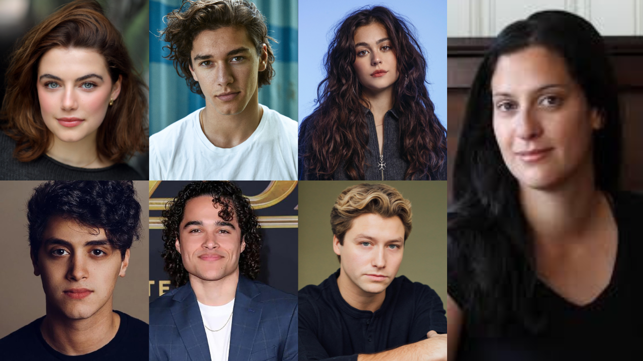 Atores escalados à esquerda e Elle Kennedy, autora, à direita