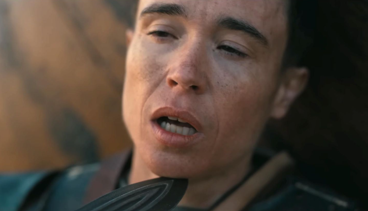 Elliot Page em A Odisseia, no papel de Sinon