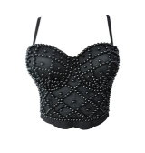 Madonna Style Metallic Studs sutiã corpete top espartilho, bslingerie