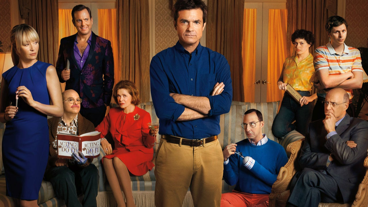 O elenco de Arrested Development em material promocional da 5ª temporada.