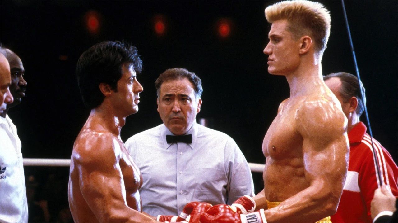 Sylvester Stallone e Dolph Lundgren em Rocky 4