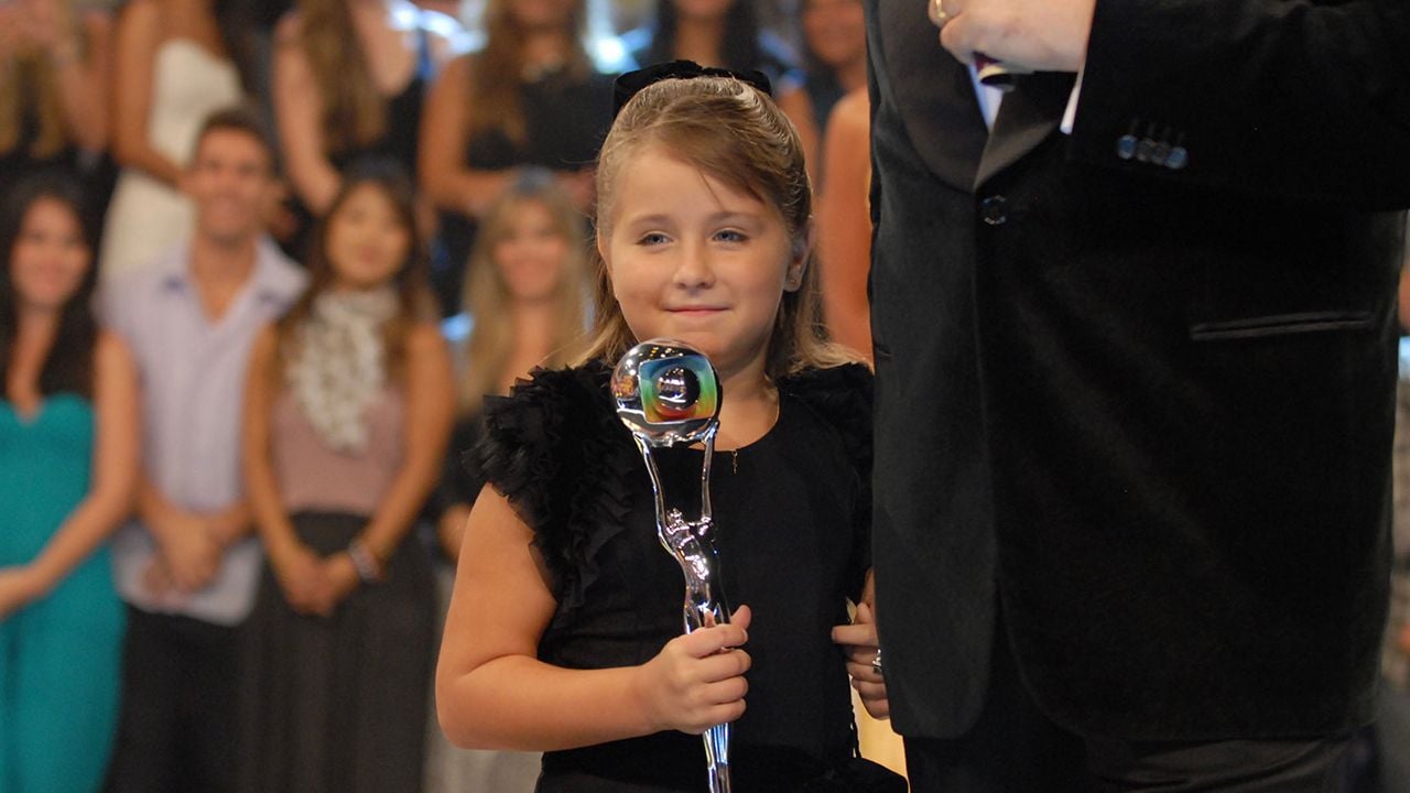 Jesuela Moro recebendo seu prêmio no Melhores do Ano