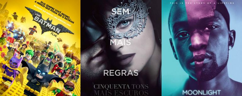Estreias de fevereiro nos cinemas Cinquenta Tons de Cinza, LEGO Batman e Moonlight