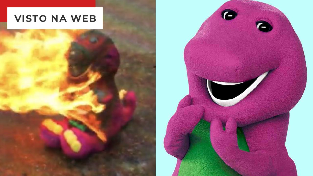 Barney, o dinossauro roxo cantante, dançante e da criançada, marcou mu